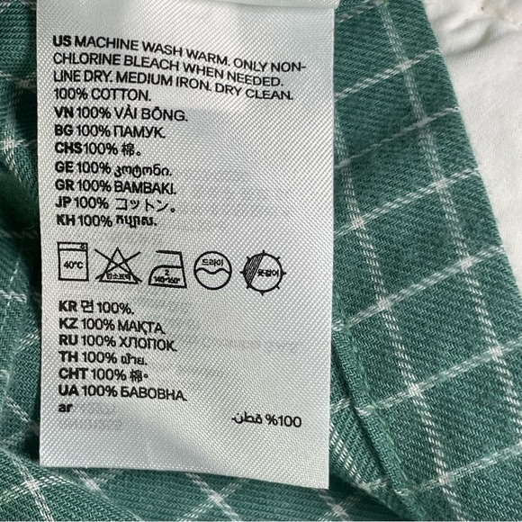 Green Checkered Women's Long Sleeved Cropped Shirt Size L - Picture 10 of 11